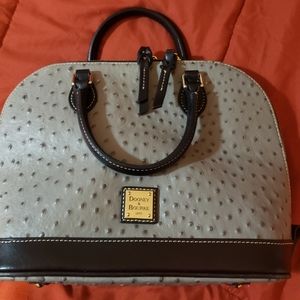Dooney & Bourke Gray and Black Ostrich Domed Satchel